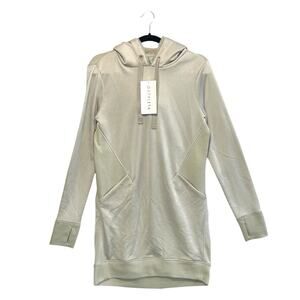 Athleta Triumph Luxe Shine Hoodie Dress NWT Women's Sz S Beige French Terry Cozy
